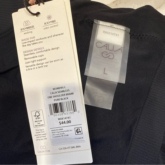 CALIA by Carrie Underwood Black One Shoulder Low Support Brami Ribbed Tank - Picture 7 of 9